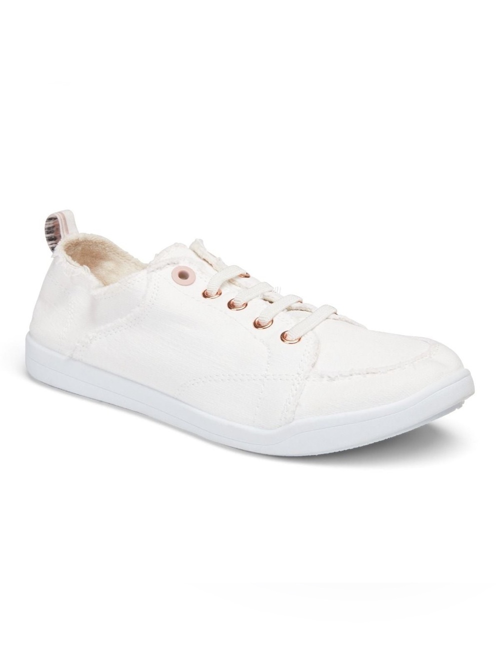 Vionic Beach Pismo sneakers distressed white canvas upper frayed edges Sz8